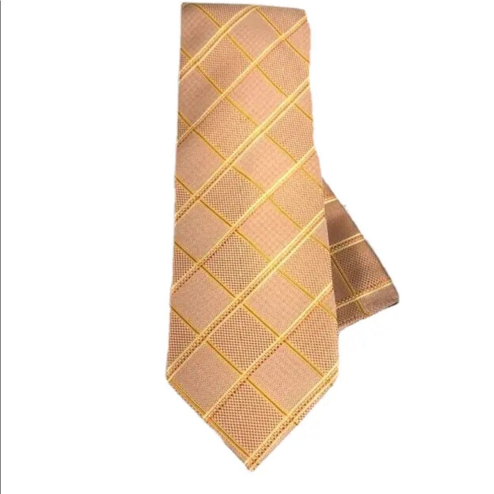 Jacob Alexander Men's Tie Hanky Set Orange Melon Gold Cream Polyester 3.75"